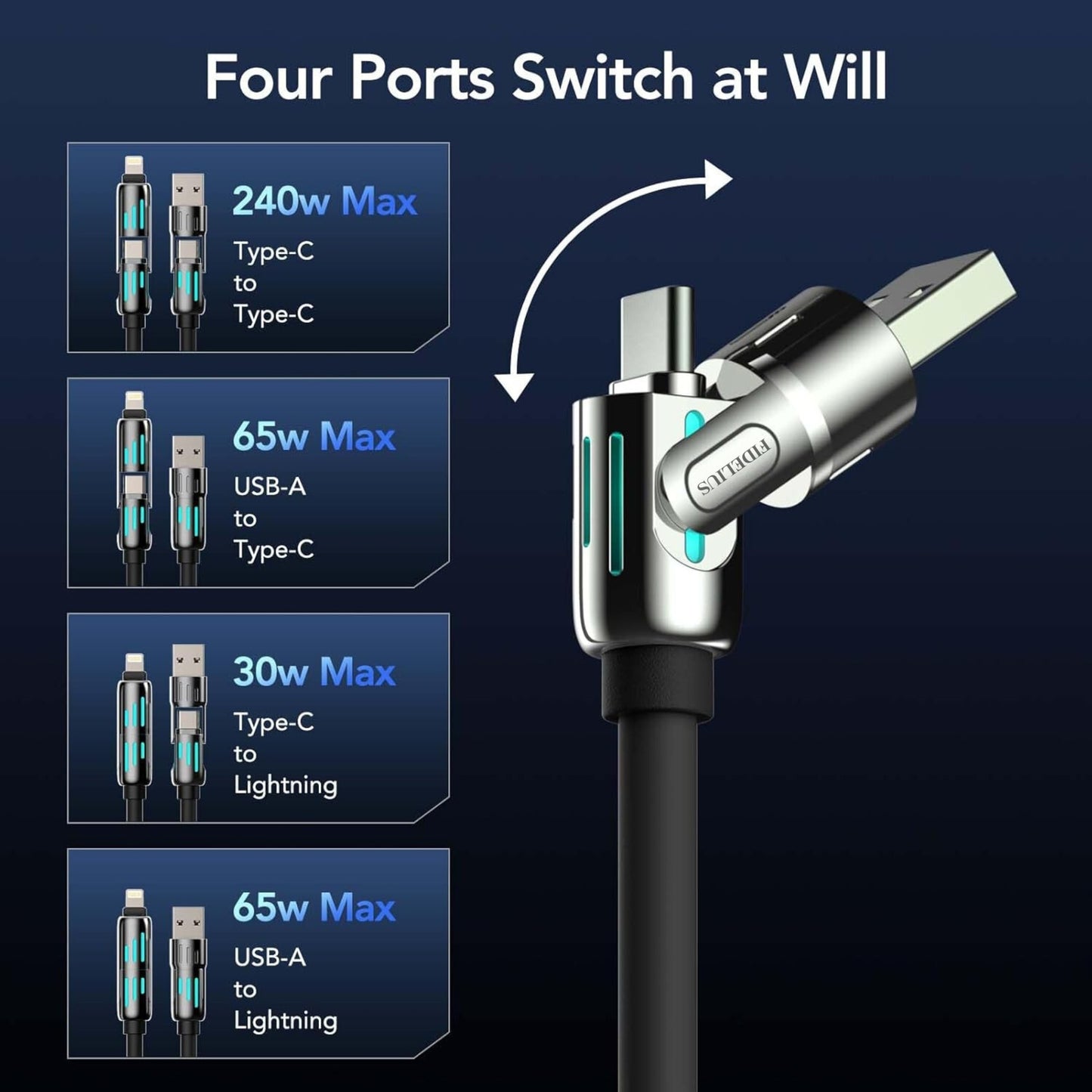 4 in 1 Multi USB Fast Charging Cable